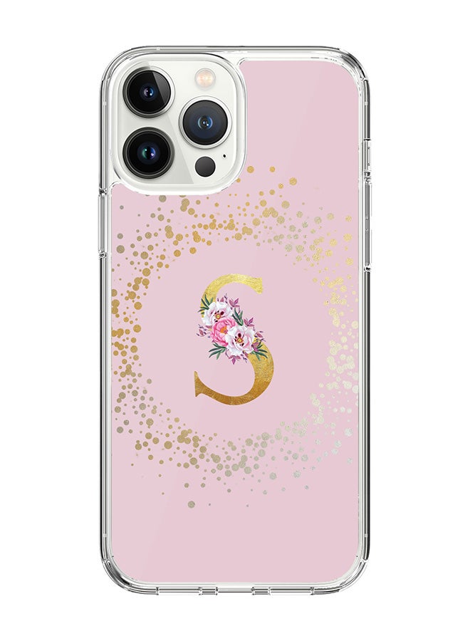 Stylizedd Classic Clear Case For iPhone 15 Pro Max, Hybrid Soft Case Thin Cover- Custom Monogram Initial Letter Floral Pattern Alphabet - S(Pink) - Image 1