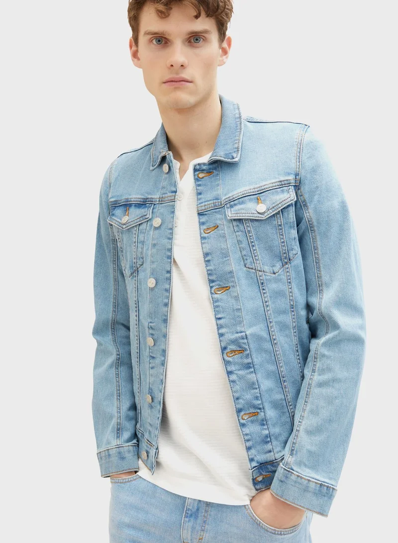 TOM TAILOR Light Wash Dual Pocket Denim Jacket
