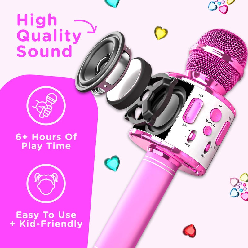 Move2Play, Kids Karaoke Microphone | Includes Stickers & Bluetooth | Kids Birthday Gift | Toy for All Ages 2, 3, 4, 5, 6+ Year Old Girls, Boys & Toddlers (White/Pink) - Image 4