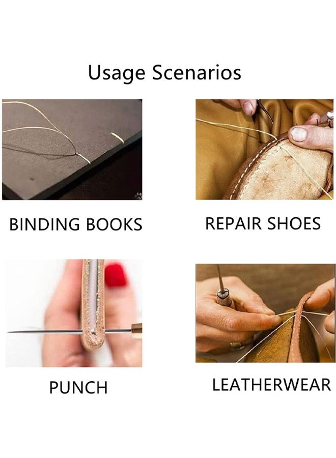 3 Piece Wooden Handled Awl Tailor's Awl Wooden Handled Scratching Awl, Gourd Shaped Awl for Leather Craft Sewing Shoe Repair and Crochet Perforated Leather DIY Hand Sewing Tool - Image 4