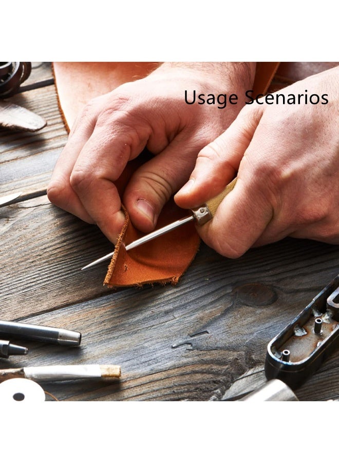 3 Piece Wooden Handled Awl Tailor's Awl Wooden Handled Scratching Awl, Gourd Shaped Awl for Leather Craft Sewing Shoe Repair and Crochet Perforated Leather DIY Hand Sewing Tool - Image 5