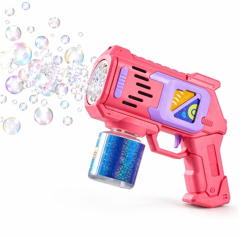 O2. Colorful Automatic Bubble Gun with LED Light & Sound – Kids Bubble Blaster Toy – Continuous Bubble Stream – Includes Bubble Solution Bottle - Image 1