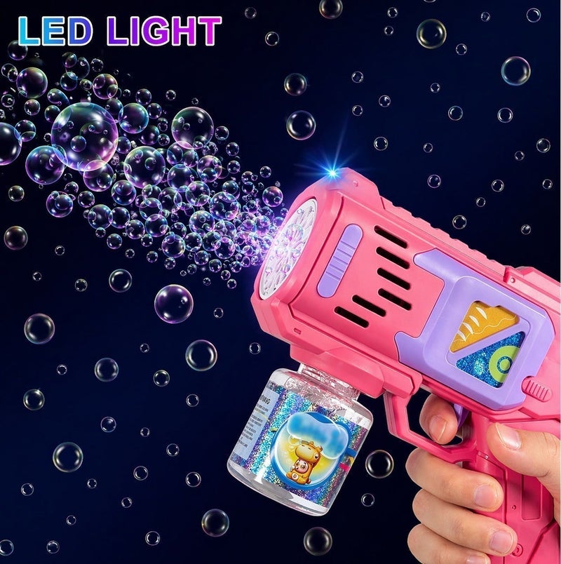 O2. Colorful Automatic Bubble Gun with LED Light & Sound – Kids Bubble Blaster Toy – Continuous Bubble Stream – Includes Bubble Solution Bottle - Image 5