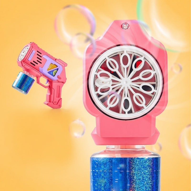 O2. Colorful Automatic Bubble Gun with LED Light & Sound – Kids Bubble Blaster Toy – Continuous Bubble Stream – Includes Bubble Solution Bottle - Image 3