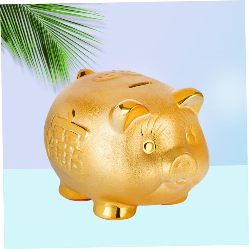 حصالة الخنزير الذهبية حامل العملات السيراميك وعاء توفير المال ديكور غرفة نوم كارتون لطيف هدية عيد ميلاد - Image 5