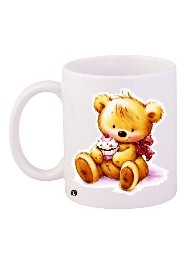 Doll Printed Coffee Mug White/Brown/Red 11ounce