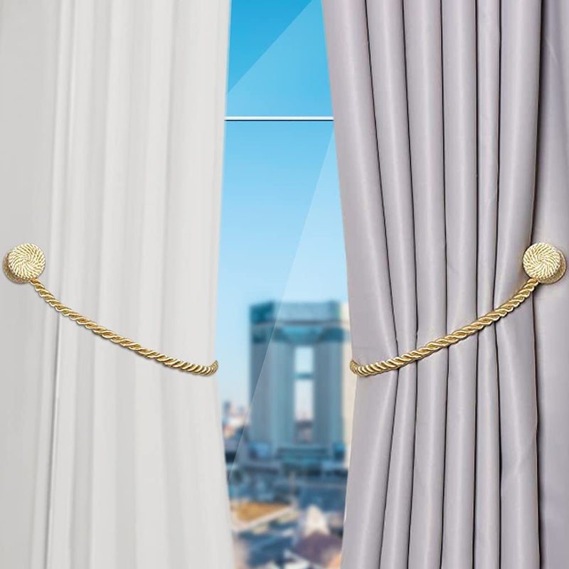 XDerlin 2Pack Magnetic Curtain Holdbacks Modern Upgrade Strong 16Inch Rope Ties New Twisted Handmade Rope Holdback Style Decorative Drapery Tie Backs For Home Office Window Draperies (Dark Coffee) - Image 5