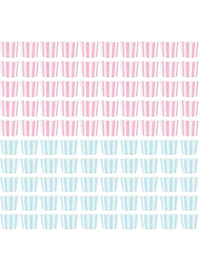Baluue 100 Pcs Pink Blue Striped Paper Muffin Cups - Image 1