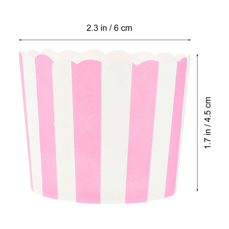 Baluue 100 Pcs Pink Blue Striped Paper Muffin Cups - Image 3