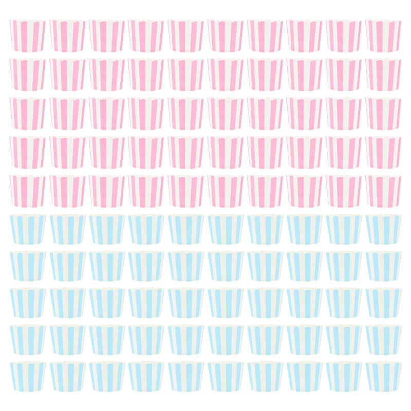 Baluue 100 Pcs Pink Blue Striped Paper Muffin Cups - Image 2