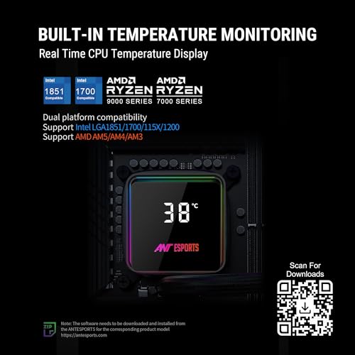 Ant Esports ICEStorm 240 AIO Liquid Cooler|Intel® LGA1851, AMD® AM5|High-Performance FAN 2000 RPM, 89 CFM|Magnetic Temperature Monitoring Display|3 Year Warranty - Image 4