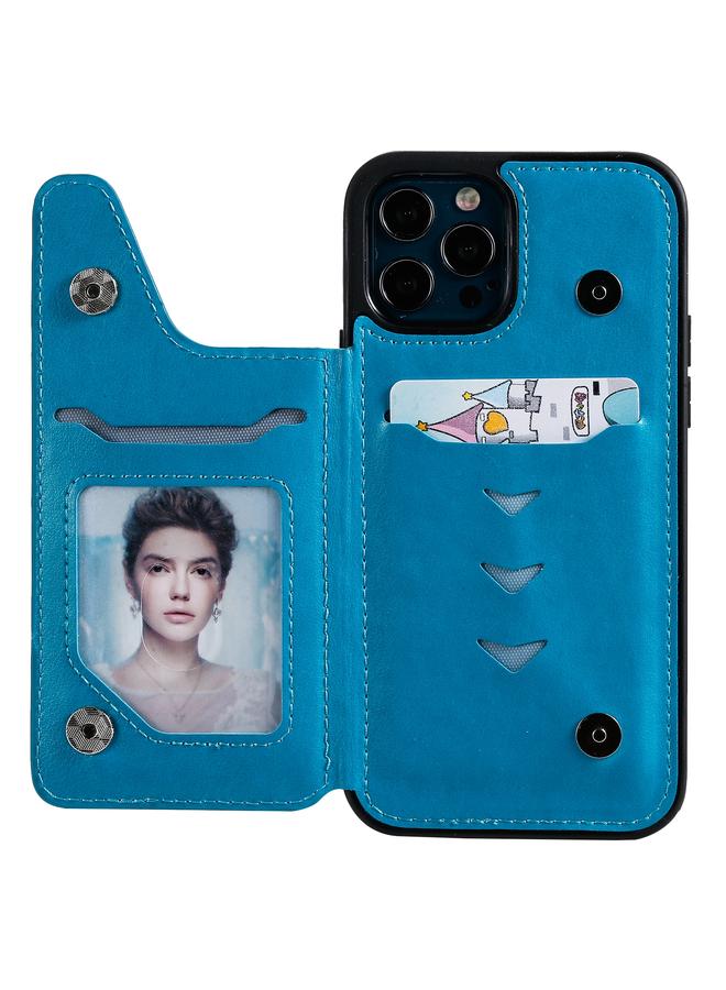 زبون جراب لهاتف iPhone 12 / 12 Pro بنمط نقش الزهور، جراب واقٍ مقاوم للصدمات مع حامل وفتحات للبطاقات وإطار للصور - Image 4