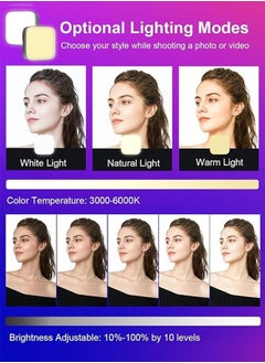 ARNOTEC Selfie Light, Phone Light with Front & Back Clip, 3000-9900K Dimmable LED Portable Light, 2000mAh Rechargeable Video Light for Phone, Camera, Laptop, TikTok, Makeup, Live Stream, Vlog  - Image 4