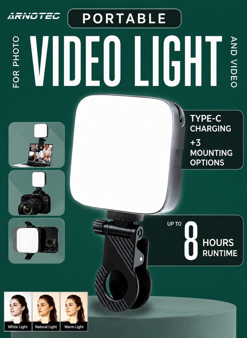 ARNOTEC Selfie Light, Phone Light with Front & Back Clip, 3000-9900K Dimmable LED Portable Light, 2000mAh Rechargeable Video Light for Phone, Camera, Laptop, TikTok, Makeup, Live Stream, Vlog - Image 1