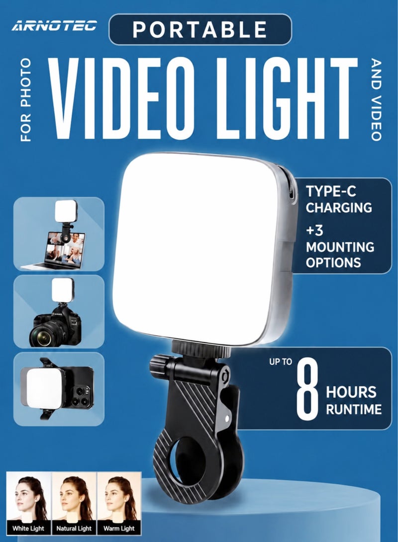 ARNOTEC Selfie Light, Phone Light with Front & Back Clip, 3000-9900K Dimmable LED Portable Light, 2000mAh Rechargeable Video Light for Phone, Camera, Laptop, TikTok, Makeup, Live Stream, Vlog - Image 1