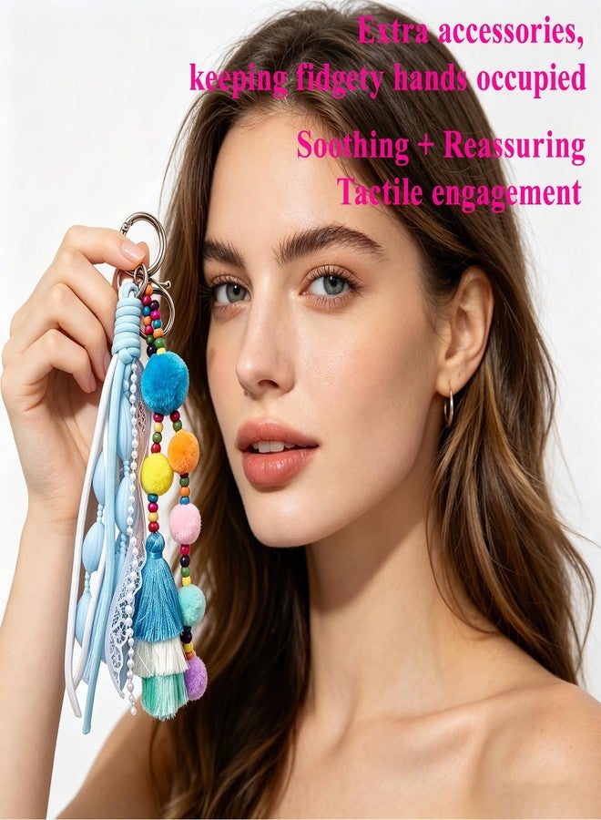 QCWN Trichotillomania Fidget Tool Hair Pulling Sensory Cube Keychain Plush Accessory for Skin Picking Dermatillomania ADHD Anxiety Stress Relief Adults - Image 2