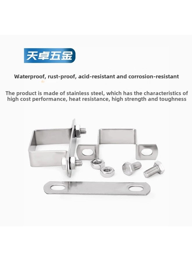 304 Stainless Steel Square Clamp Square Clamp Square Tube Buckle Riding Card Hoop Ohm Right Angle Bracket Clamp U-shaped Tube Clamp-Specifications And Models:Card 30*40 Square Tube Suit -1 Set  - Image 4