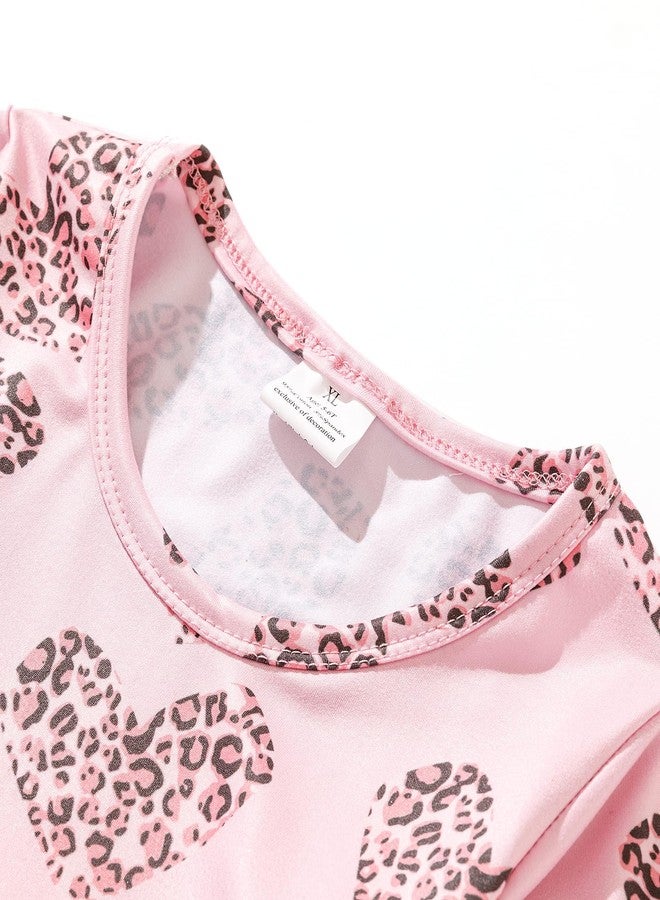 DACSOIT Valentines Toddler Girl Dress Love Hearts Print Ruffle Bottom Long Sleeve Casual Dress 3-8Y, #399 Leopard, 5-6 Years - Image 3