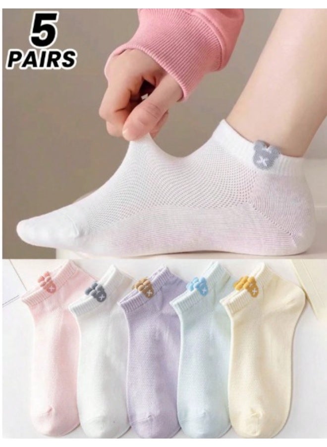 5 أزواج جوارب كاحل رقيقة للنساء – جوارب كريو قصيرة أنيقة للربيع، الصيف والخريف - Image 1
