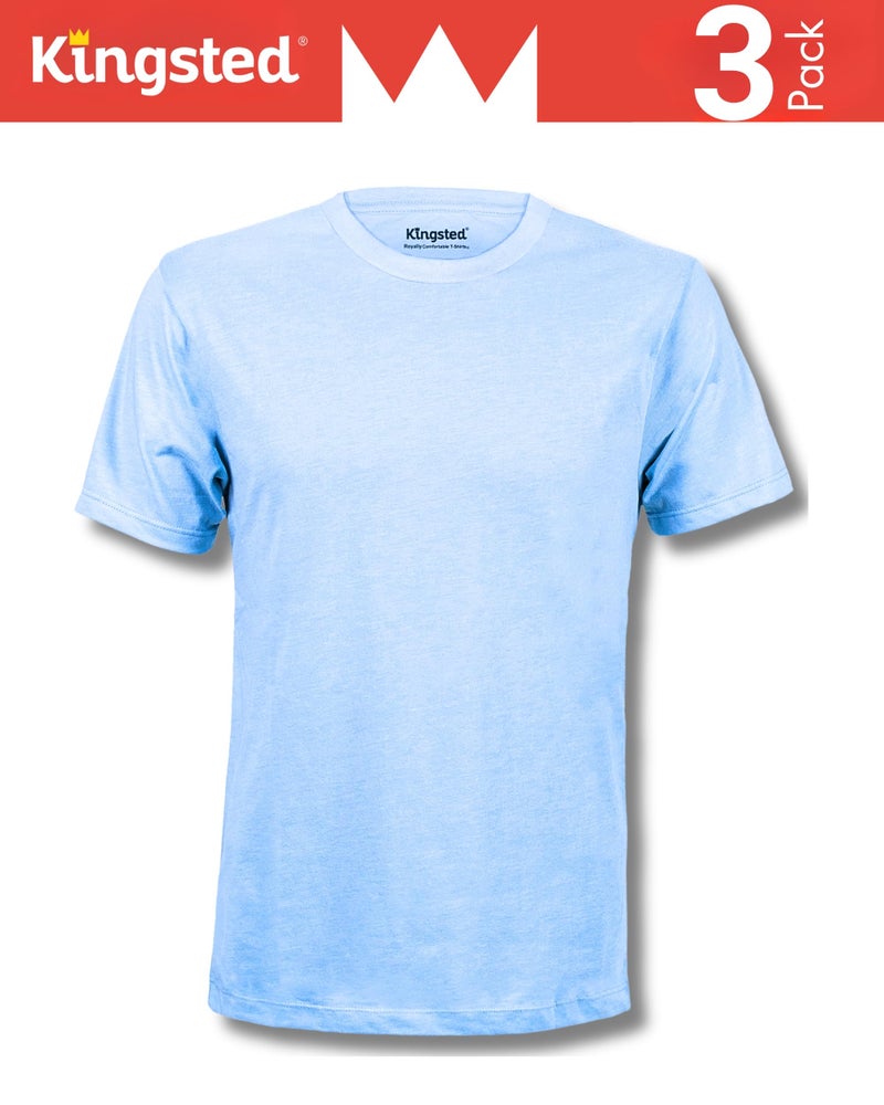 Kingsted Men's T-Shirts Pack - Royally Comfortable - Super Soft Cotton Blend - Short Sleeve Tagless Crewneck - Plain Colored Classic Tees (3 Pack, Dandy, Large) - Image 4