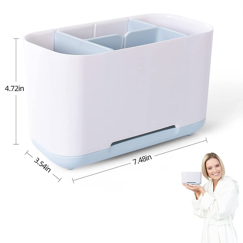Meubels Multifunctional Toothbrush Storage Organizer Stand Toothpaste Caddy with AntiSlip Base and Drainage Adjustable Dividers for Bathroom Vanity Sink Countertop Multicolor - Image 2