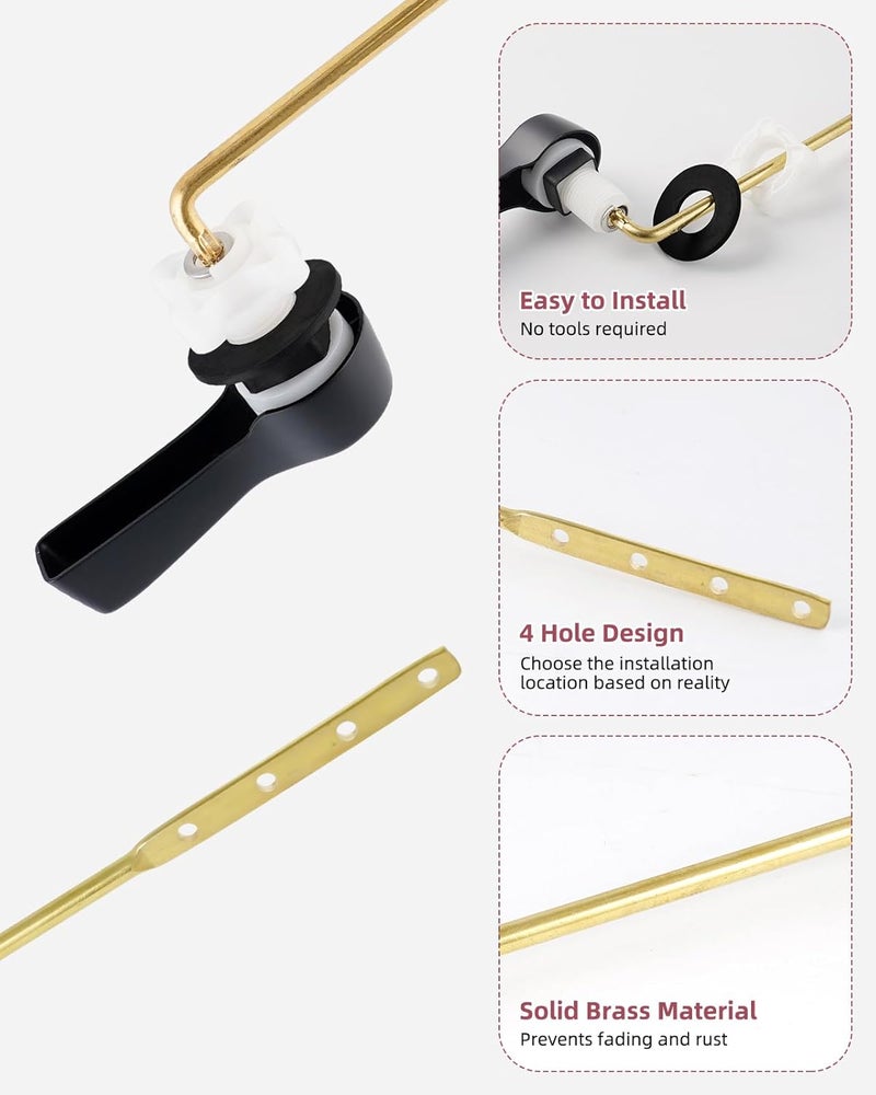 Hibbent Universal Front Mount Toilet Handle Replacement Kit with 2-inch Universal Toilet Flapper, Stainless Steel Flapper Chains, Matte Black Toilet Trip Lever and Red Toilet Flapper Replacement Kit - Image 5