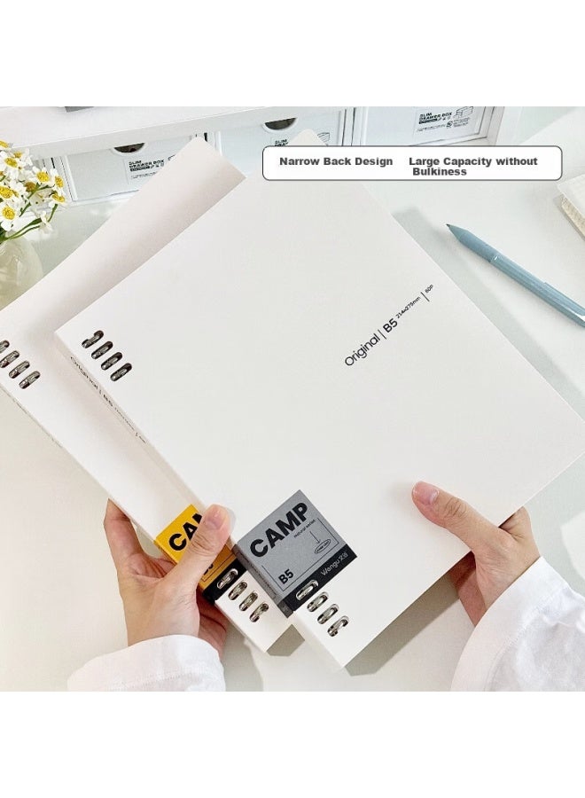 Wengu A5/60 Sheets Non-Scratch Removable Metal Clip Loose-Leaf Notebook 8-Hole High-Capacity Office Notebook Horizontal Line Journal Book Bi075 (A5) Gray - Image 4