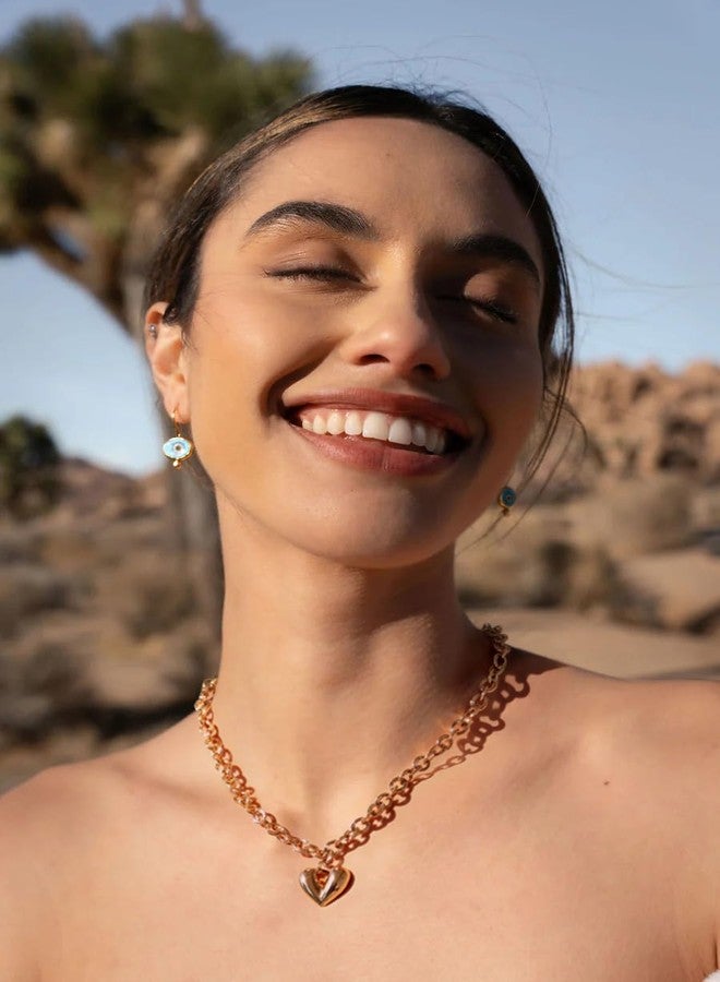 PEARLADA Chunky Gold Heart Necklace for Women, Y2K Statement Necklace with Puffy Heart Pendant, Trendy Thick Gold Chain Jewelry Adjustable - Image 2