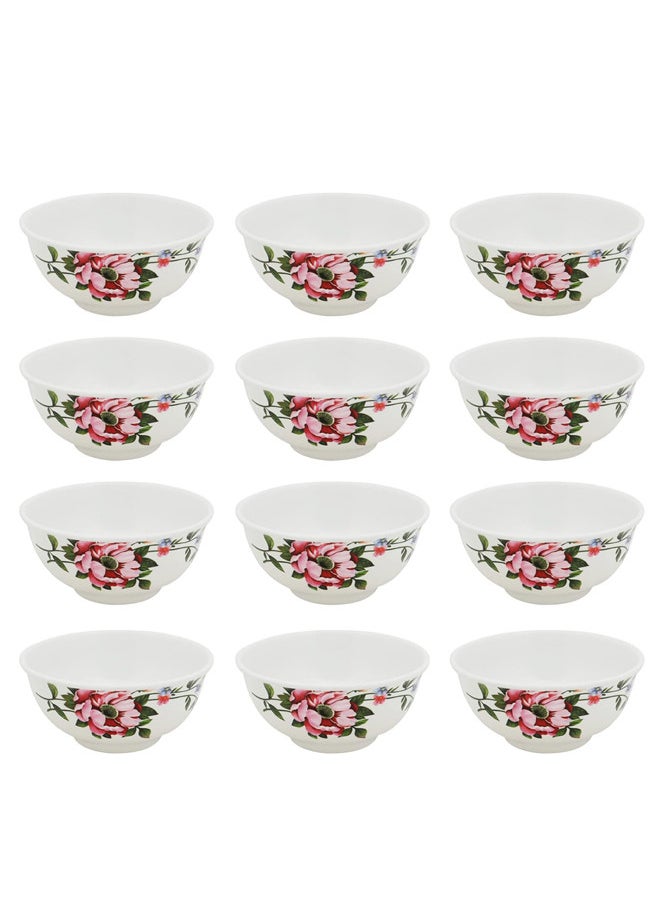 12-Piece Melamine Deep Round Bowl Set 12 CM / 4.72 INCH White/Floral - pzsku/ZD1923CC69774F0EA934FZ/45/_/1733388723/fc82d23e-b561-44c7-9451-842945826129