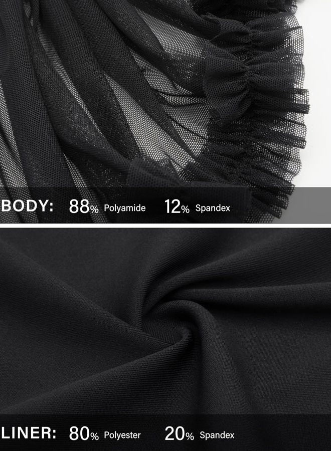 Stelle Women's High Waist Athletic Skorts with Shorts Pockets Ruffle Flowy Mini Cake Skirt Layered Pleated Cute Casual Summer, Black, XS - Image 4