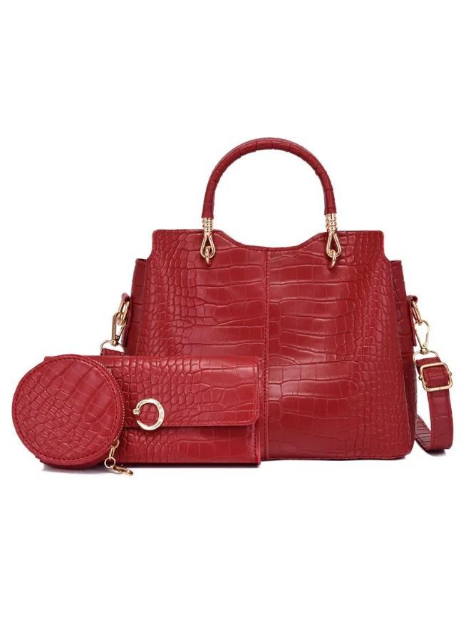 A Touch of Elegance: Maroon PU Leather Handbag, Shoulder Bags and Purses Sets for Women - Image 1
