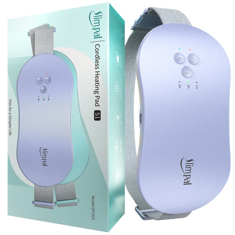 Slimpal Portable Heating Pad for Period Cramps, Electric Cordless Heating Pad for Menstrual Cramps Relief, 3 Timer Auto Off Setting, Wearable Heat Pad Belt Gifts for Her Women Girl Wife, Purple - Image 1