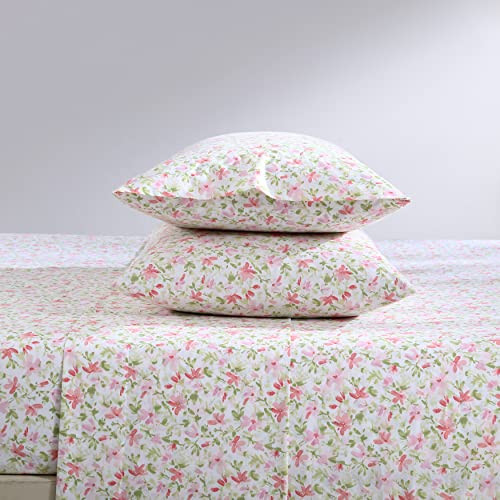 Laura Ashley - Twin XL Sheets, Cotton Percale Bedding Set, Lightweight & Breathable Home Decor (Norella Pink, Twin XL) - Image 3
