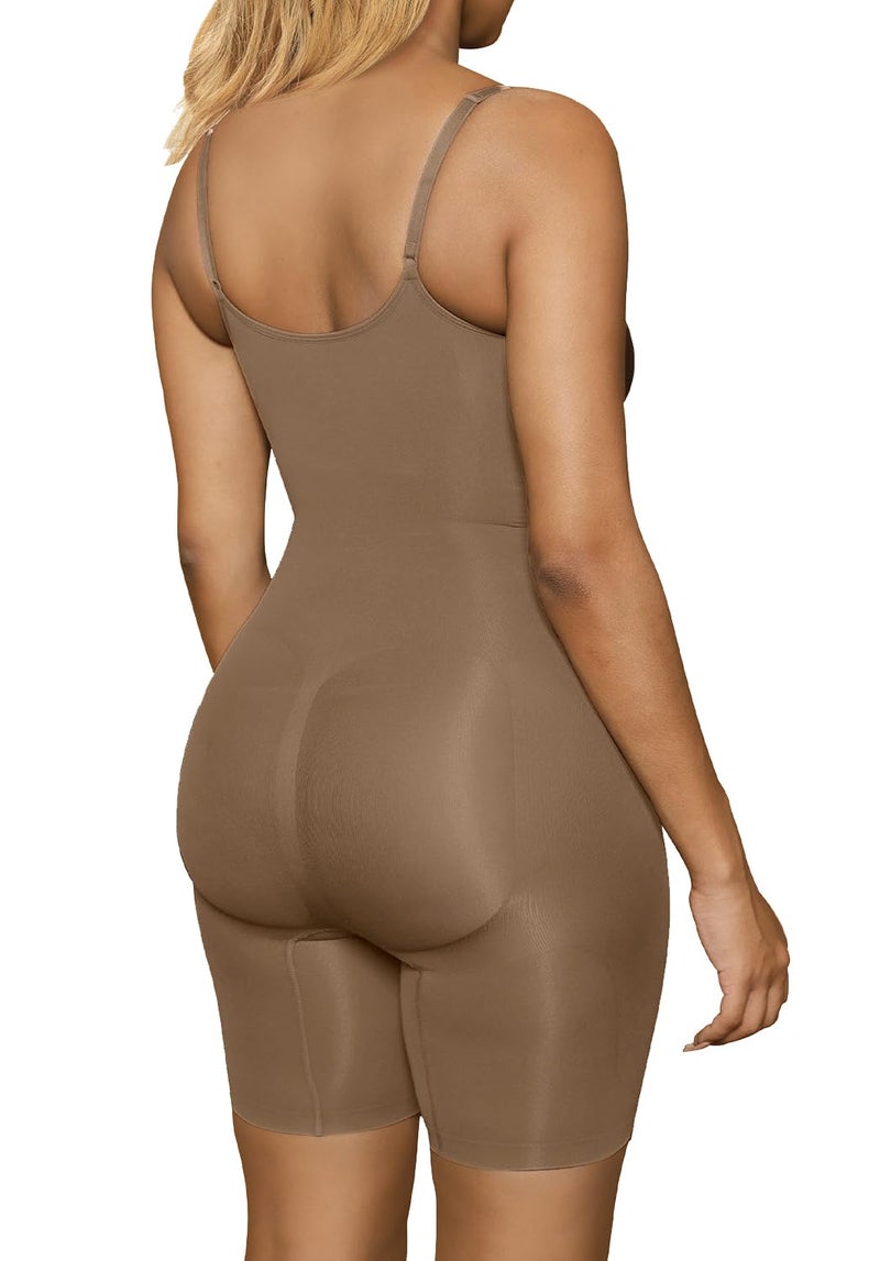SHAPERX Shapewear for Women Tummy Control Bodysuit Mid Thigh Butt Lifter Body Shaper Shorts,SZ5218-Brown-2XL/3XL - Image 2