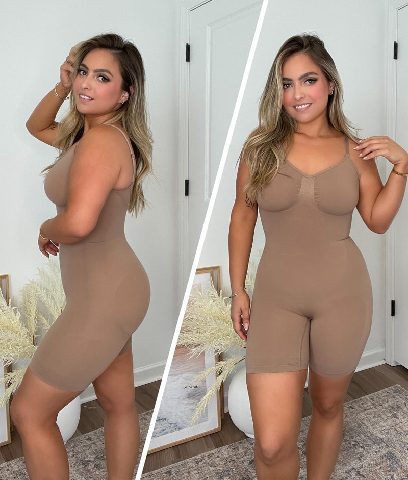 SHAPERX Shapewear for Women Tummy Control Bodysuit Mid Thigh Butt Lifter Body Shaper Shorts,SZ5218-Brown-2XL/3XL - Image 5