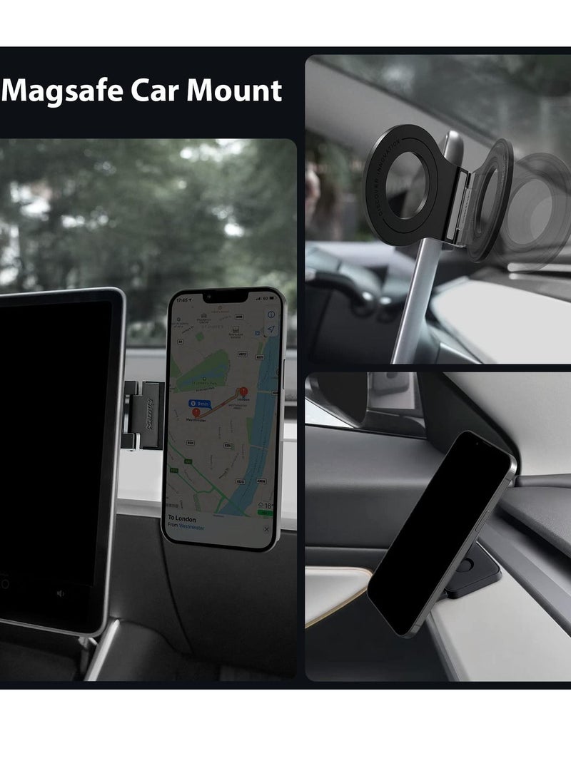 SYOSI Detachable Mag safe Car Mount for Tesla Model 3/X/Y/S Mag safe Wall Mount for iPhone 14 13 12 Pro/Pro Max Adjustable Magnetic Phone Holder for Car Wall Desk and Laptop with 2 Base Black - Image 5