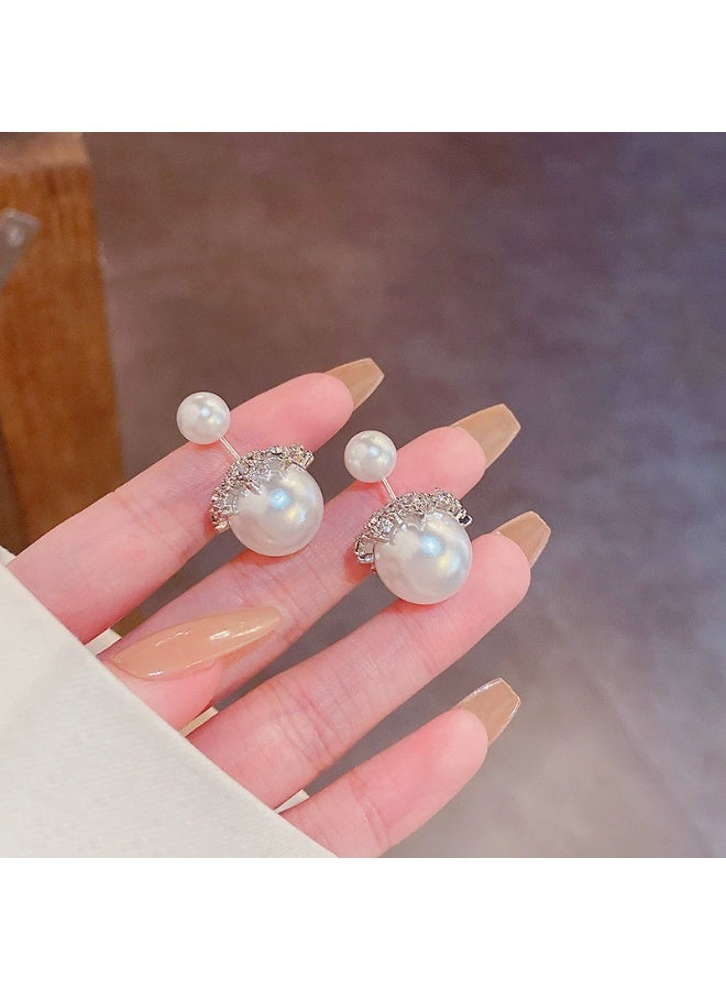 Goolsky Women's S925 Silver Needle Double-Sided Pearl Earrings - 2-Way Wear Circle Design Minimalist Luxury Earrings - Image 4