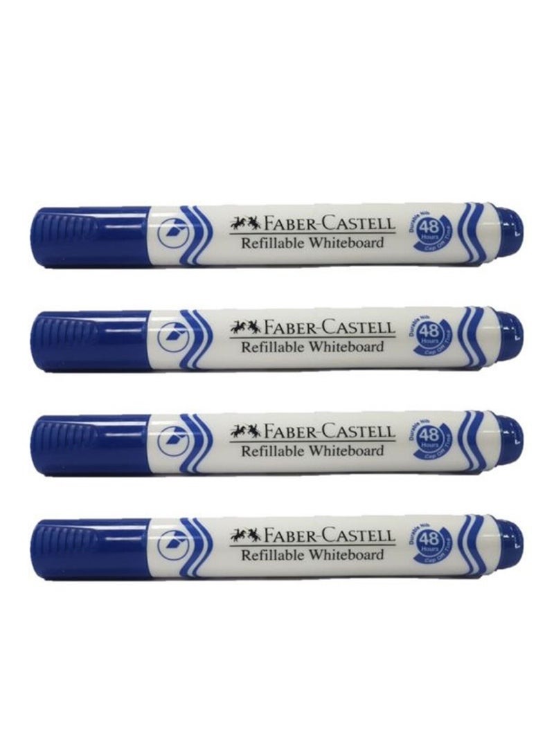 FABER-CASTELL علامة سبورة بيضاء من 4 قطع برأس دائري حبر أزرق - Image 1