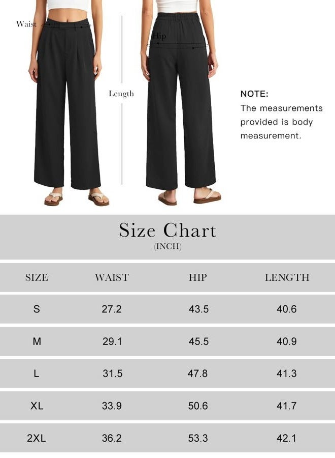 Feiersi Women's Wide Leg Pants Casual High Waisted Slacks Straight Dressy Pants Palazzo Trousers with Pockets, 01 Black, XXL - Image 2