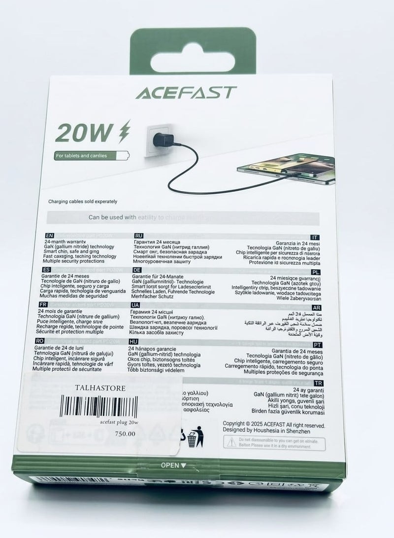 أسيفاست شاحن جداري سريع إيسفاست ميني GaN بمنفذ USB-C وقوة 20 واط (موديل A117) - قابس أوروبي - Image 2