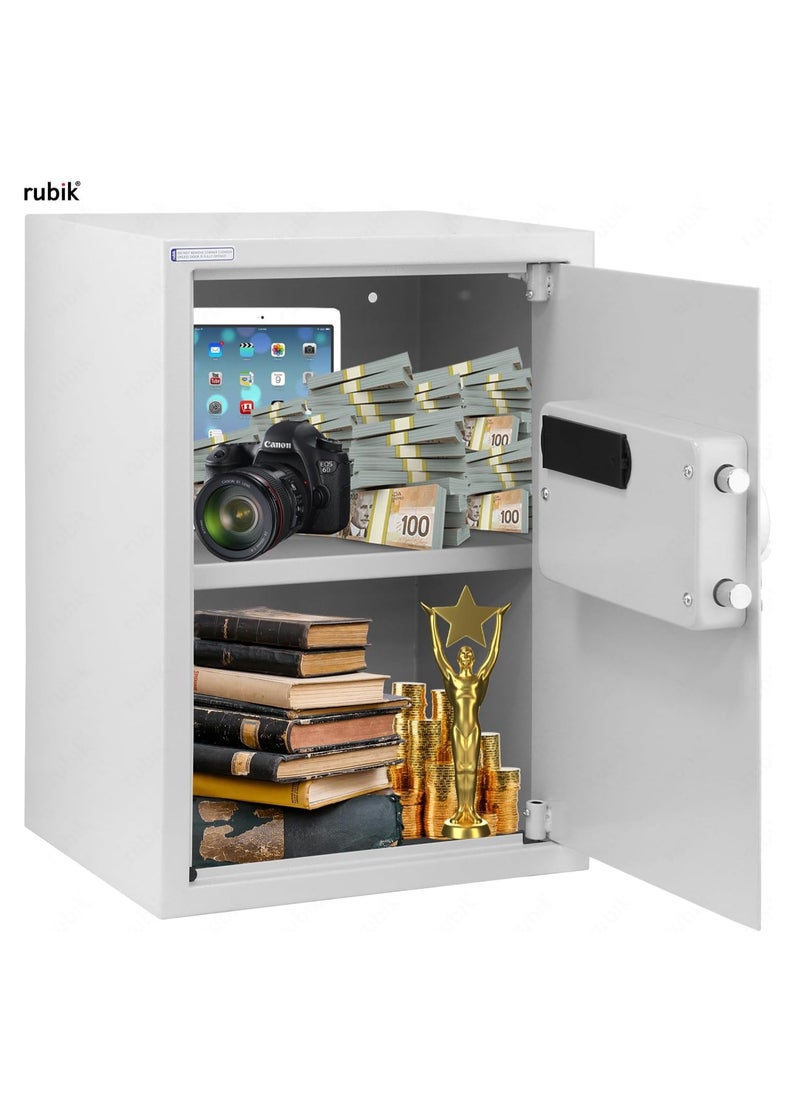 Rubik Safe Box Large For Home Office with Dual Security, Unlock using Key and Digital Combination Lock (RB50ED, Size 50x35x30cm) White  - Image 5