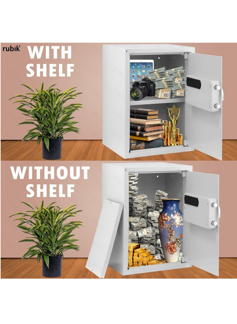Rubik Safe Box Large For Home Office with Dual Security, Unlock using Key and Digital Combination Lock (RB50ED, Size 50x35x30cm) White  - Image 3
