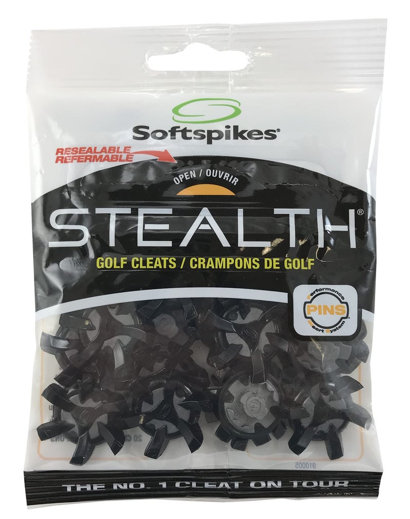 SOFTSPIKES Unisex Adult Black Stealth Golf Cleats, Black/Silver, Clamshell US - Image 2