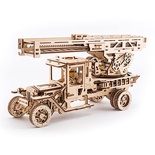 UGears Set of additions for UGM-11 Truck (Tanker, Rescue Ladder and Trailer Chassis) is a Mechanical 3D Puzzle for Adults | Assemble Truck Large 3D Puzzles DIY Kit | Decorative Wooden Truck Showpiece - Image 2