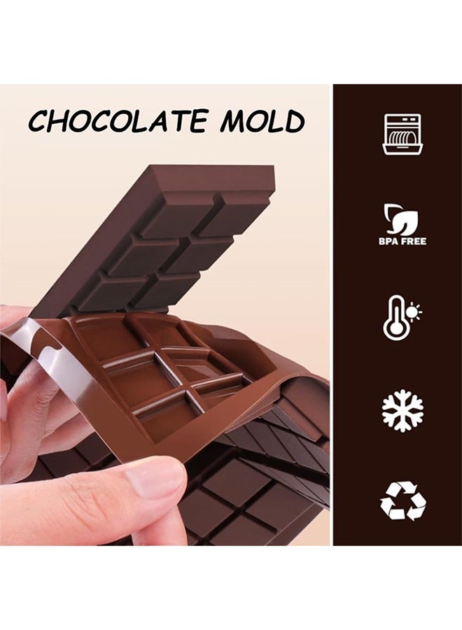 3PCS Silicone Chocolate Molds, Non-Stick Silicone Chocolate Bar Mold , Silicone Baking Molds for Making Candy Chocolate and Filling Knafeh Pistachio Chocolate Bar  - Image 3