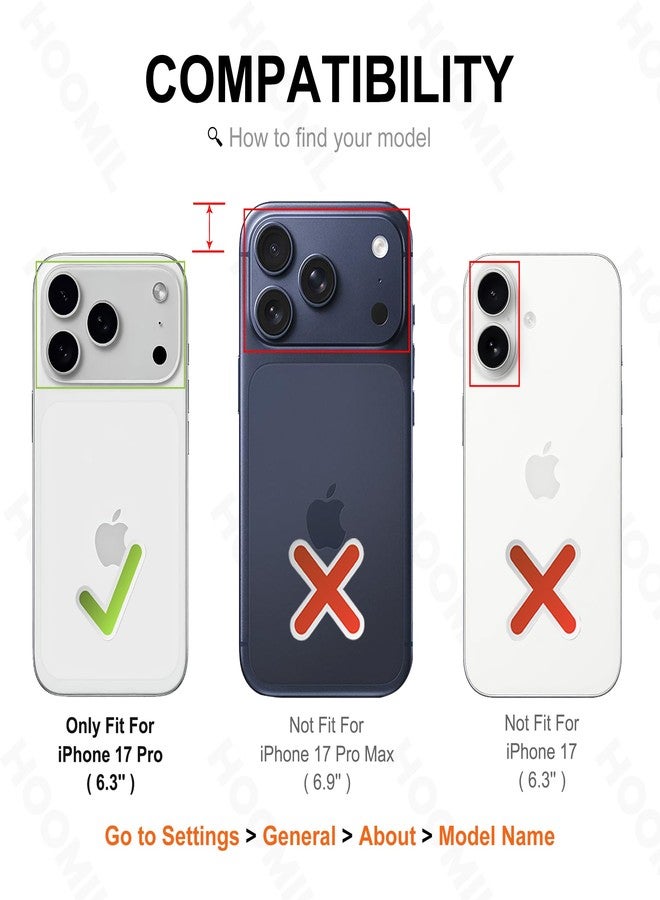 HOOMIL iPhone 17 Pro Case, Anti-Yellowing Transparent Phone Case, Shockproof Protective Cover - Crystal Clear - Image 2