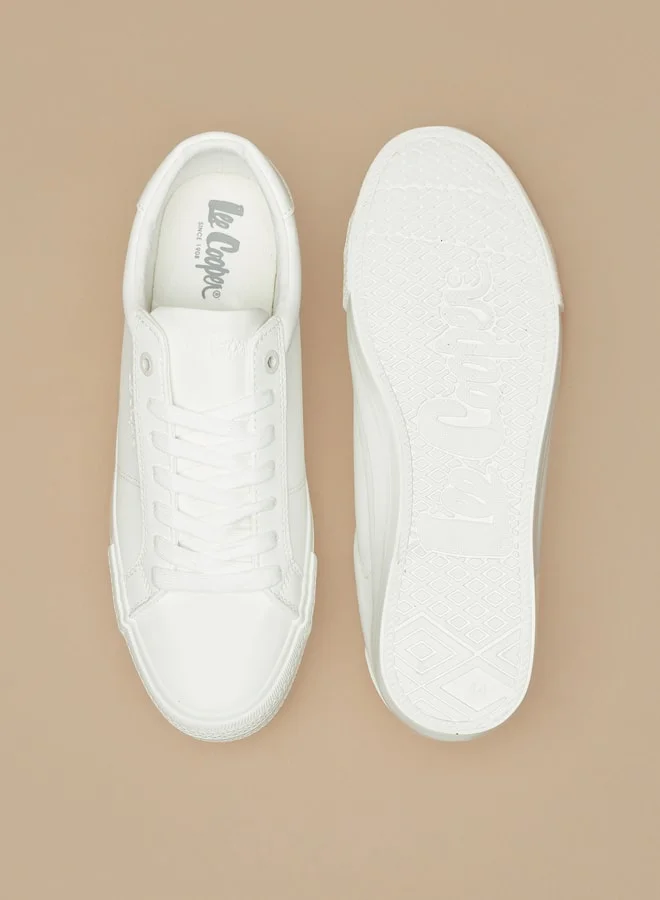 Lee Cooper Men's Monotone Low Ankle Sneakers with Lace-Up Closure