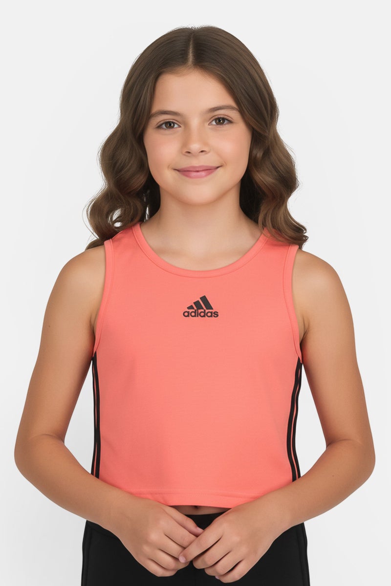 Adidas Kids Girl Sportswear Fit Brand Logo Tank Top,  Coral - Image 1