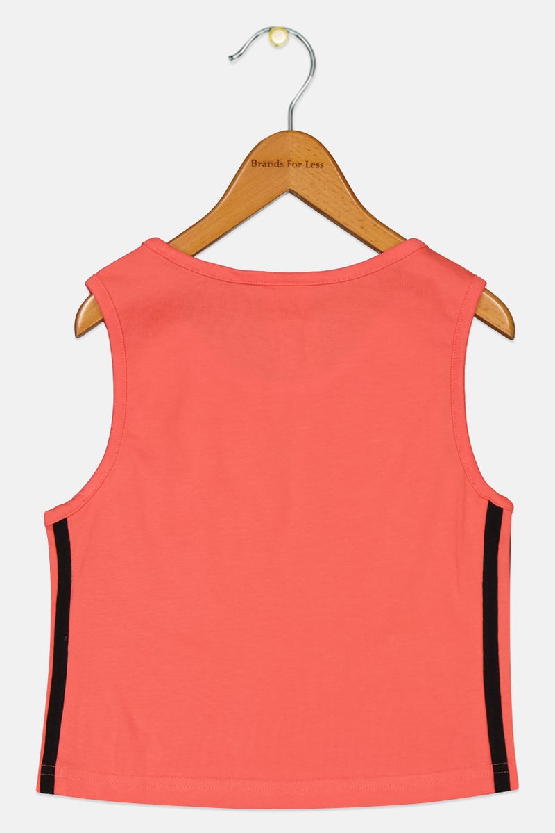 Adidas Kids Girl Sportswear Fit Brand Logo Tank Top,  Coral - Image 3