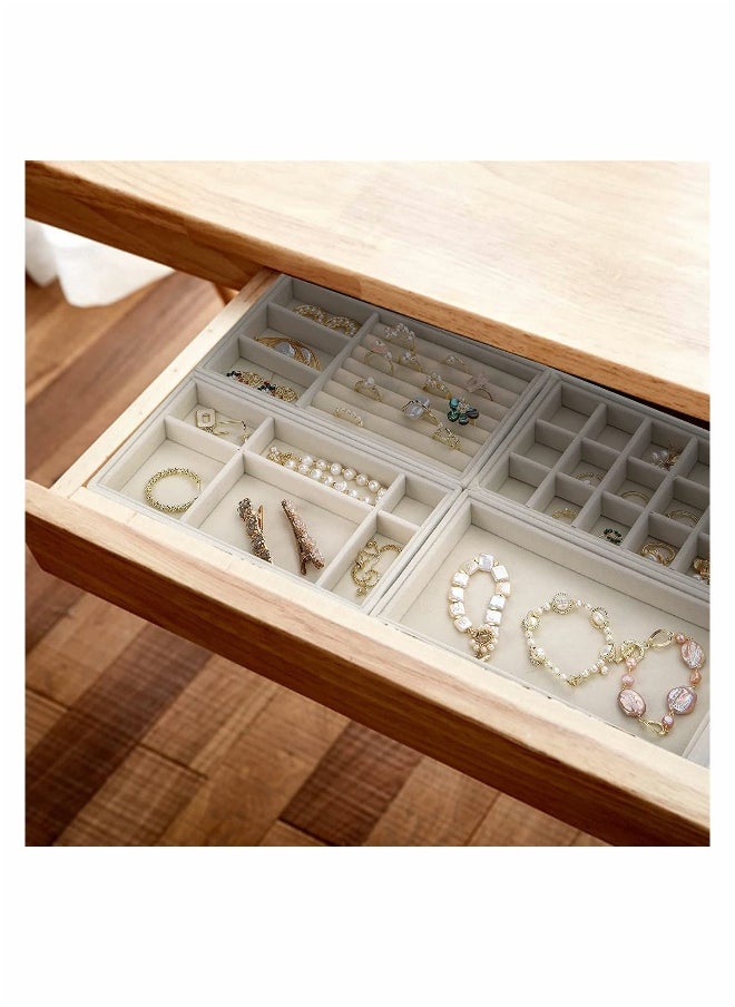 Generic - Jewelry Trays Organizer Set for Drawers, Stackable Jewellery Inserts Dividers Box Storage Organiser Compartments, Earring Necklace Bracelet Ring Organizer, 4 Style - Image 1